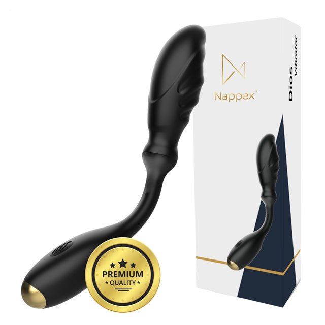 Vibrator NAPPEX Dios, cu stimulator spot, pentru stimularea punctului G și punctului P, 9 funcții de vibrație, culoare negru 1 Vibrator NAPPEX Dios, cu stimulator spot, pentru stimularea punctului G și punctului P, 9 funcții de vibrație, culoare negru