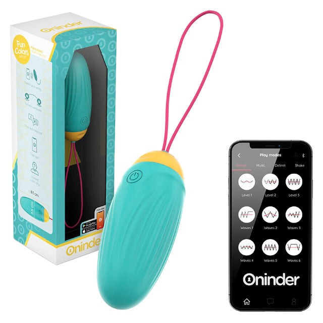 Ou vibrator ONINDER Love Pleasure Fun Colors, control prin aplicație, cu funcție de vibrații în valuri, din silicon, albastru deschis 1 Ou vibrator ONINDER Love Pleasure Fun Colors, control prin aplicație, cu funcție de vibrații în valuri, din silicon, albastru deschis