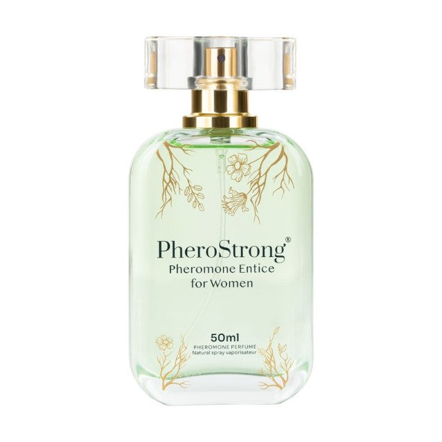 Parfum cu feromoni PHEROSTRONG Entice, pentru femei, cu note de zambilă de apă, cedru și patchouli, 50 ml
