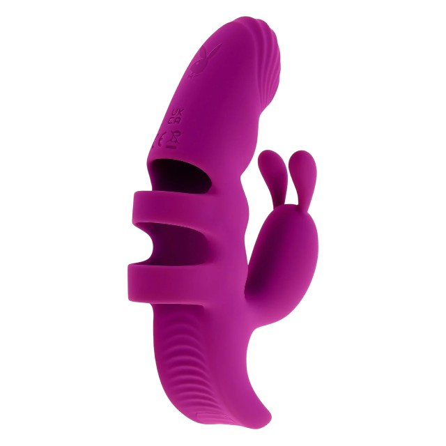 Vibrator rabbit pentru deget PLAYBOY Lend A Hand, pentru stimulare clitoris și punctul G, 7 funcții de vibrații, mov 1 Vibrator rabbit pentru deget PLAYBOY Lend A Hand, pentru stimulare clitoris și punctul G, 7 funcții de vibrații, mov