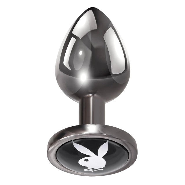 Plug anal PLAYBOY Tux - Small, din aluminiu, bază cu logo Playboy, lungime 7.3 cm, diametru 2.7 cm (mărime S), argintiu 1 Plug anal PLAYBOY Tux - Small, din aluminiu, bază cu logo Playboy, lungime 7.3 cm, diametru 2.7 cm (mărime S), argintiu
