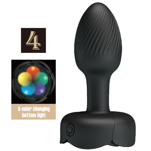 Vibrator anal PRETTY LOVE Olman, bază cu lumini LED, 10 funcții de vibrație, rezistent la apă, diametru 3 cm, negru 1 Vibrator anal PRETTY LOVE Olman, bază cu lumini LED, 10 funcții de vibrație, rezistent la apă, diametru 3 cm, negru