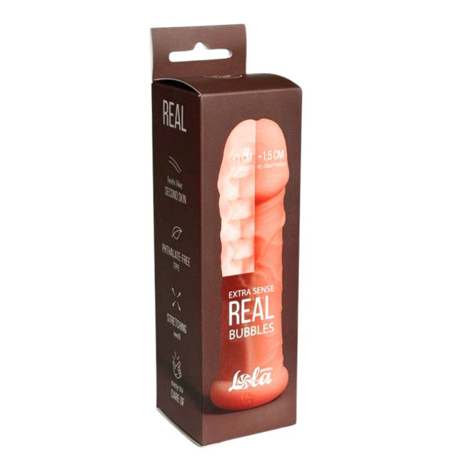 Manșon pentru extensia penisului LOLA Real Bubbles, +1 cm în lungime, +1.5 cm în grosime, culoarea pielii 1 Manșon pentru extensia penisului LOLA Real Bubbles, +1 cm în lungime, +1.5 cm în grosime, culoarea pielii