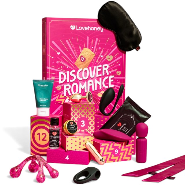 Set jucării erotice WOMANIZER Discover Romance, cu jucării si accesorii erotice, articole de bondage, cosmetice, 12 surprize 1 Set jucării erotice WOMANIZER Discover Romance, cu jucării si accesorii erotice, articole de bondage, cosmetice, 12 surprize