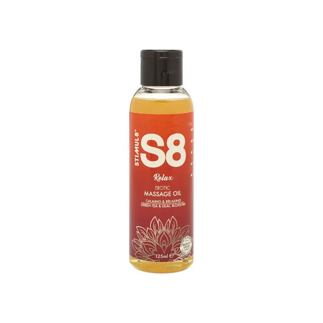 Ulei de masaj S8 Relax, pentru masaj erotic, efect afrodisiac, cu aromă de ceai verde și floare de liliac, 125 ml