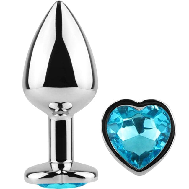 Plug anal SECRET PLAY – Blue Heart, din aluminiu ultra-neted, 7 cm 1 Plug anal SECRET PLAY – Blue Heart, din aluminiu ultra-neted, 7 cm