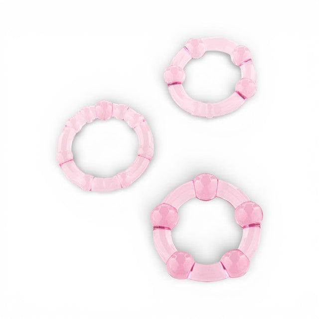 Set inele pentru penis SEVEN CREATIONS Stay Hard, 3 inele din silicon moale, diametru 21 x 23 x 24 mm, culoare roz 1 Set inele pentru penis SEVEN CREATIONS Stay Hard, 3 inele din silicon moale, diametru 21 x 23 x 24 mm, culoare roz