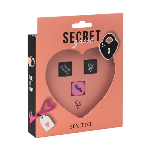 Joc erotic pentru cupluri SEXITIVE Secret Game, include 3 zaruri cu provocări, locații și timp (instrucțiuni în limba spaniolă) 1 Joc erotic pentru cupluri SEXITIVE Secret Game, include 3 zaruri cu provocări, locații și timp (instrucțiuni în limba spaniolă)
