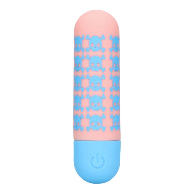 Vibrator bullet S-LINE Bone to be Wild, pentru stimularea clitorisului, design cu cranii, 10 funcții de vibrație, roz cu albastru 1 Vibrator bullet S-LINE Bone to be Wild, pentru stimularea clitorisului, design cu cranii, 10 funcții de vibrație, roz cu albastru