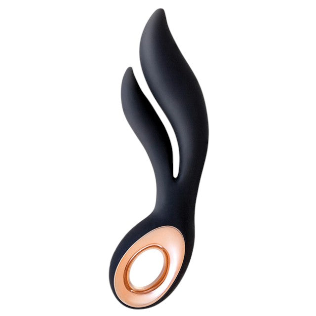 Vibrator dublu S PLEASURES Caress, design ergonomic, 7 funcții de vibrație, rezistent la apă, din silicon flexibil, culoare negru cu auriu 1 Vibrator dublu S PLEASURES Caress, design ergonomic, 7 funcții de vibrație, rezistent la apă, din silicon flexibil, culoare negru cu auriu