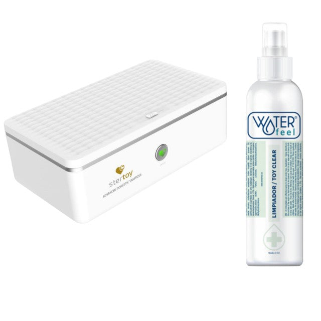 Set pentru sterilizare jucarii STERTOY, 99.99% eficienta, lampa UV de ultima generatie, spray Toy Cleaner Waterfeel inclus 1 Set pentru sterilizare jucarii STERTOY, 99.99% eficienta, lampa UV de ultima generatie, spray Toy Cleaner Waterfeel inclus