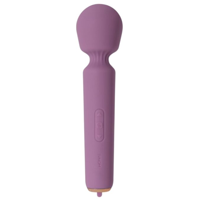 Aparat de masaj interactiv SVAKOM Mini Emma Neo, vibrator wand cu 6 funcții de vibrație, control prin aplicație, mov