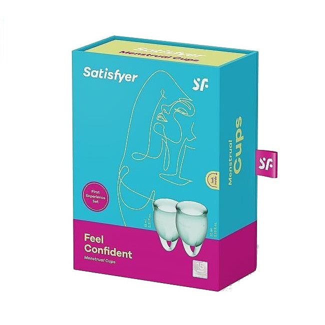 Cupa menstruala, Satisfyer Feel Confident, culoare verde, 1 cutie x 2 buc 1 Cupa menstruala, Satisfyer Feel Confident, culoare verde, 1 cutie x 2 buc