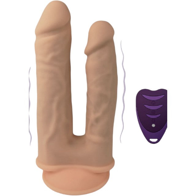 Vibrator dublu SILEX-D 8” - 7” Model 1, pentru dublă penetrare, 10 funcții de vibrație, lungimi 19.5 - 17.5 cm, culoarea pielii 1 Vibrator dublu SILEX-D 8” - 7” Model 1, pentru dublă penetrare, 10 funcții de vibrație, lungimi 19.5 - 17.5 cm, culoarea pielii