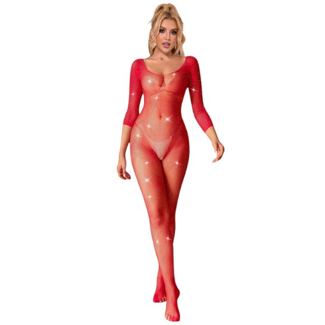 Lenjerie bodystocking Subblime - Crotchless, model 952419, tip plasa, rosu, marime universala 1 Lenjerie bodystocking Subblime - Crotchless, model 952419, tip plasa, rosu, marime universala