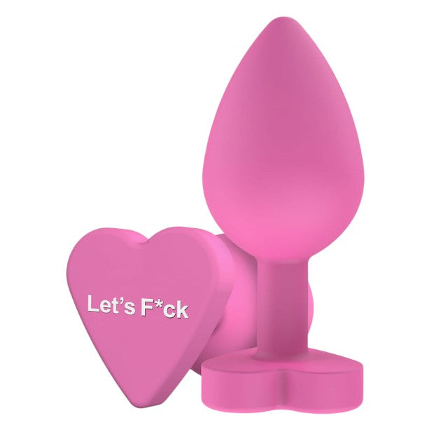 Plug anal TOYJOY Anal Play Booty Sweethearts, cu mesaj „Let’s Fuck” pe baza în formă de inimă, diametru 3.5 cm, roz 1 Plug anal TOYJOY Anal Play Booty Sweethearts, cu mesaj „Let’s Fuck” pe baza în formă de inimă, diametru 3.5 cm, roz