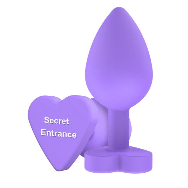 Plug anal TOYJOY Anal Play Booty Sweethearts, cu mesaj „Secret Entrance” pe baza în formă de inimă, diametru 3.5 cm, mov 1 Plug anal TOYJOY Anal Play Booty Sweethearts, cu mesaj „Secret Entrance” pe baza în formă de inimă, diametru 3.5 cm, mov