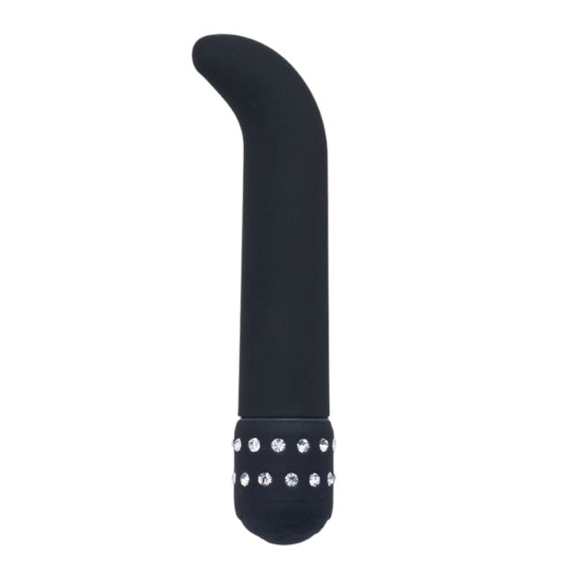 Vibrator pentru punctul G TOYZ4LOVERS G-Diamonds Curve, design cu strasuri, cu vibrații multiple, 15.2 cm, negru (00904383)