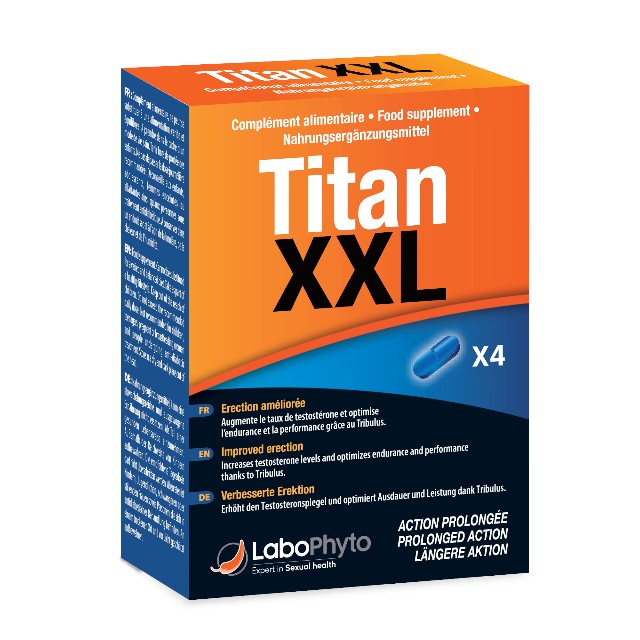 Capsule TITAN XXL, Labophyto, erectie puternica si stimulare dorinta, 4 capsule