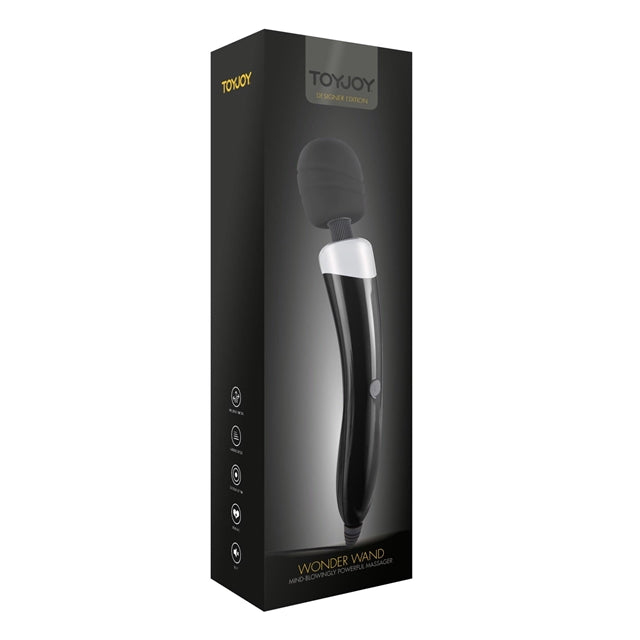 Aparat de masaj ToyJoy - Wonder Wand, pentru corp si zonele intime, 3 functii de vibratie, negru, 33.5 cm