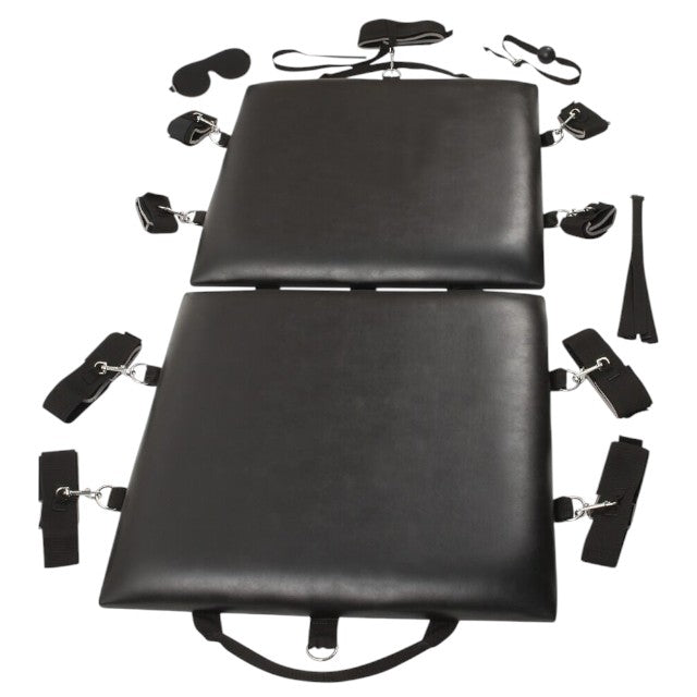 Placă pliabilă YOU2TOYS Bondage Board, mobilier căptușit pentru jocuri BDSM, cu cătușe, zgardă, căluș, bici și mască incluse 1 Placă pliabilă YOU2TOYS Bondage Board, mobilier căptușit pentru jocuri BDSM, cu cătușe, zgardă, căluș, bici și mască incluse