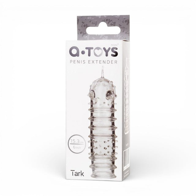 Manșon pentru penis A-TOYS Tark, pentru îngroșare și stimulare intensă, texturat, cu striații, transparent, 14 cm 1 Manșon pentru penis A-TOYS Tark, pentru îngroșare și stimulare intensă, texturat, cu striații, transparent, 14 cm