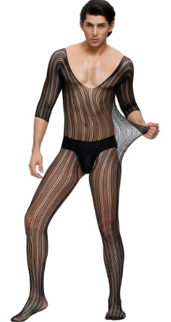 Bodystocking Crotchless Barbati Negru OS 1 Bodystocking Crotchless Barbati Negru OS