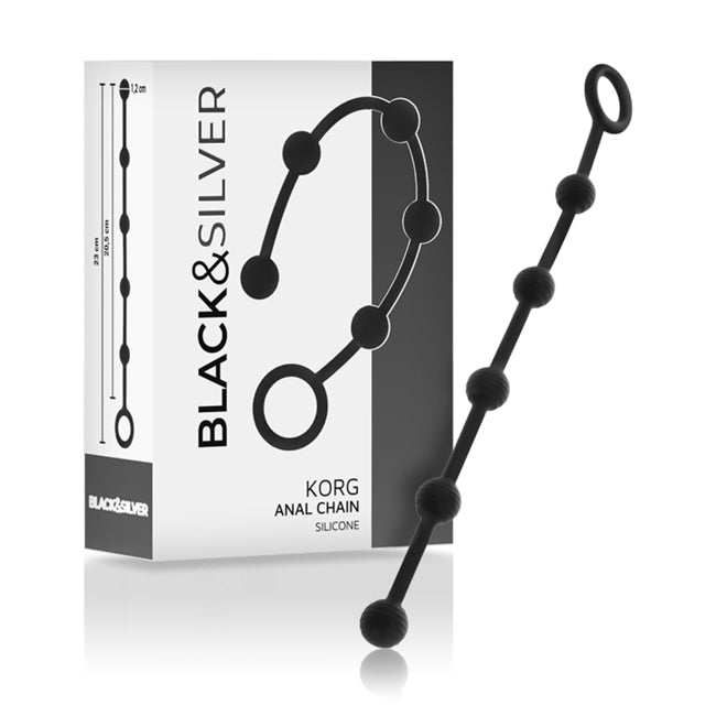 Rozariu Anal BLACK&SILVER - KORG pentru incepatori, 21 cm 1 Rozariu Anal BLACK&SILVER - KORG pentru incepatori, 21 cm