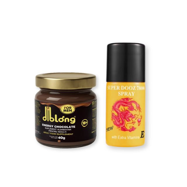 Pachet pentru bărbați: Supliment alimentar sub formă de ciocolată tartinabilă DIBLONG, 40 g + Spray Super Dooz 78000, 45 ml