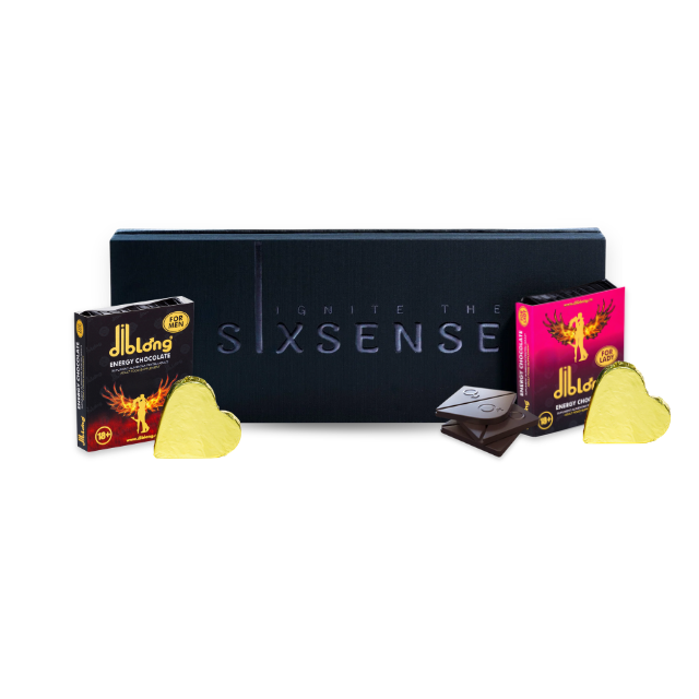 Pachet pentru cupluri: Suplimente alimentare pe bază de ciocolată Sixsense unisex 3 x 13,6g + Diblong Energy Chocolate For Men 24g + Diblong Energy Chocolate For Lady 24g