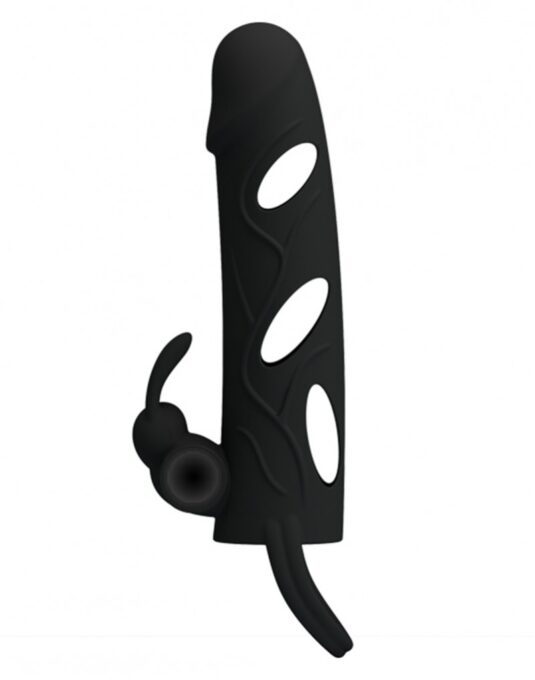 Manson de Penis Cu Vibratii Silicon Negru 14 cm 1 Manson de Penis Cu Vibratii Silicon Negru 14 cm