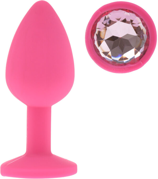 Dop Anal Silicone Buttplug, Small, Roz/Clear, Guilty Toys 1 Dop Anal Silicone Buttplug, Small, Roz/Clear, Guilty Toys