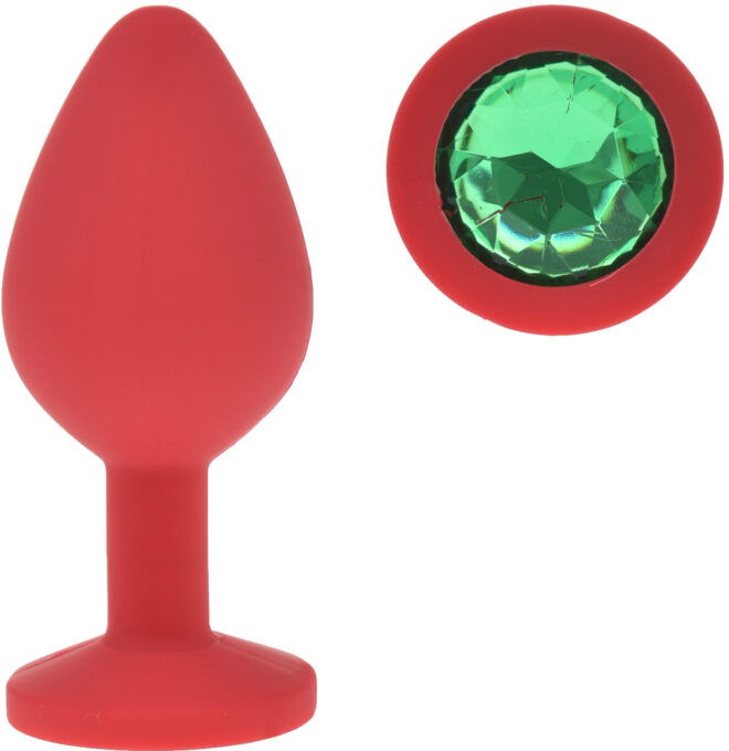 Dop Anal Silicone Buttplug, Medium, Rosu/Verde, Guilty Toys 1 Dop Anal Silicone Buttplug, Medium, Rosu/Verde, Guilty Toys
