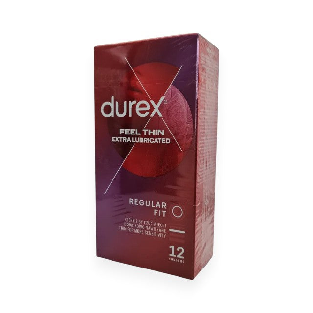 Prezervative ultra subtiri Durex Thin Feel, Extra Lubrifiate, 56 mm, 1 cutie x 12 buc