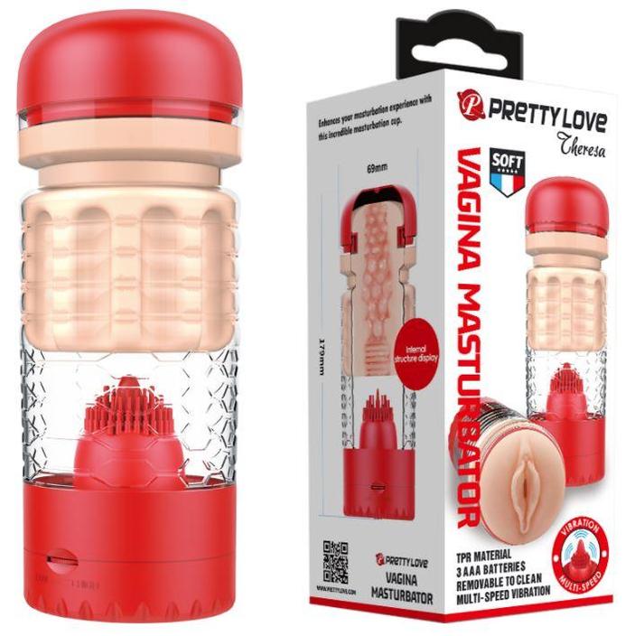 Masturbator Vagin Theresa Vibratii Multispeed Rosu 18 cm 1 Masturbator Vagin Theresa Vibratii Multispeed Rosu 18 cm