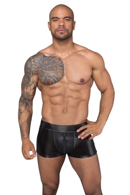 Boxeri Sexy Wetlook si Plasa 3D Fermoar Frontal S 1 Boxeri Sexy Wetlook si Plasa 3D Fermoar Frontal S