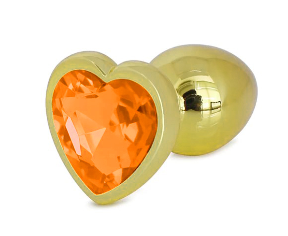Dop Anal Hearty Buttplug, Medium, Auriu/Portocaliu, Passion Labs 1 Dop Anal Hearty Buttplug, Medium, Auriu/Portocaliu, Passion Labs