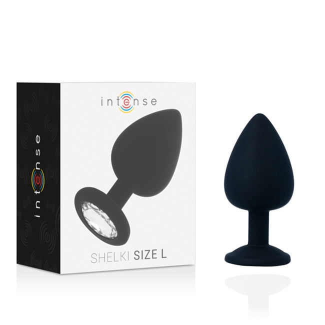 Plug anal INTENSE - Shelki, textura matasoasa, din silicon, negru, marime L 1 Plug anal INTENSE - Shelki, textura matasoasa, din silicon, negru, marime L