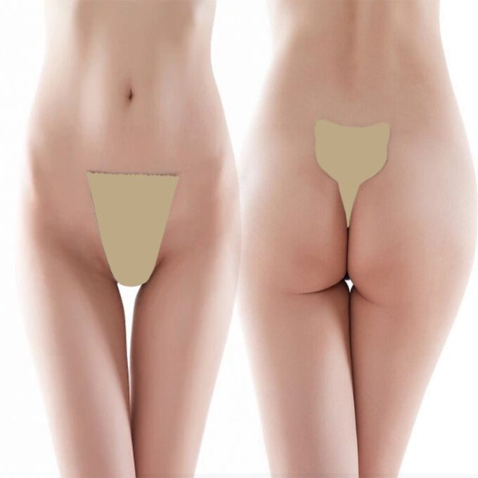 Bikini Adezivi fara Bretele, Forma Pisica, Bej, S