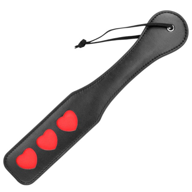 Paleta KINK - HEART, pentru jocuri erotice BDSM, din piele cu inimioare, negru/rosu, 32 X 6 CM 1 Paleta KINK - HEART, pentru jocuri erotice BDSM, din piele cu inimioare, negru/rosu, 32 X 6 CM