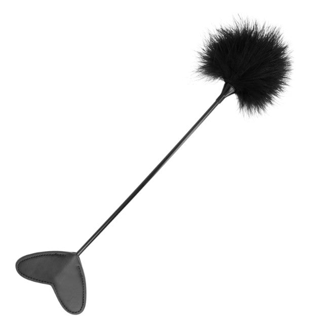Paleta KINK - TICKLE HEART, pentru jocuri erotice BDSM, din piele cu puf, negru, 31 cm 1 Paleta KINK - TICKLE HEART, pentru jocuri erotice BDSM, din piele cu puf, negru, 31 cm