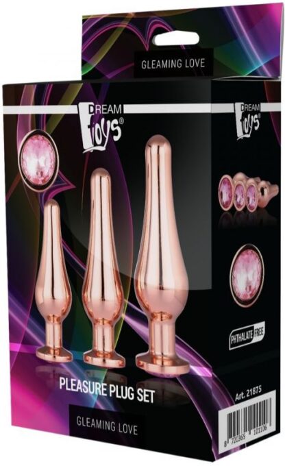 Set 3 Dopuri Anale Pleasure Plug Auriu Gleaming Love 1 Set 3 Dopuri Anale Pleasure Plug Auriu Gleaming Love