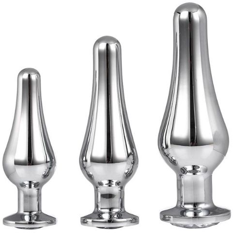 Set 3 Dopuri Anale Pleasure Plug Argintiu Gleaming Love 1 Set 3 Dopuri Anale Pleasure Plug Argintiu Gleaming Love