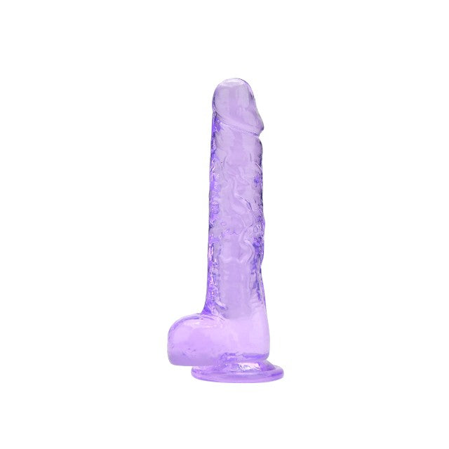 Dildo LOVING JOY 8” Dildo with Balls, design realist cu testicule, bază cu ventuză, lungime 21.5 cm, mov transparent 1 Dildo LOVING JOY 8” Dildo with Balls, design realist cu testicule, bază cu ventuză, lungime 21.5 cm, mov transparent