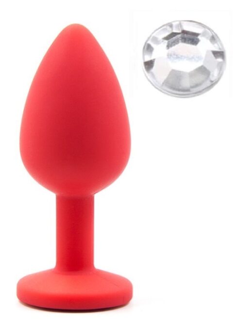 Dop Anal Silicone Buttplug, Medium, Rosu/Clear, Guilty Toys 1 Dop Anal Silicone Buttplug, Medium, Rosu/Clear, Guilty Toys