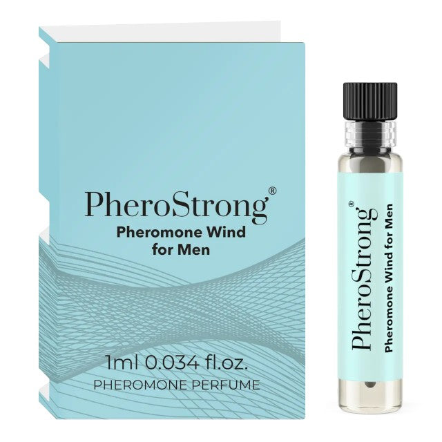 Mostră parfum cu feromoni PHEROSTRONG Wind For Men, pentru bărbați, note de angelica, bergamotă și mosc, 1 ml