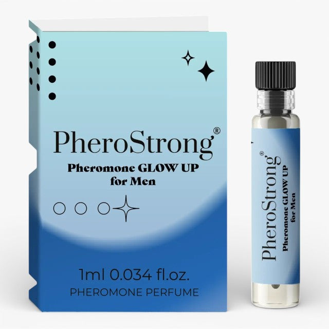 Mostra parfum cu feromoni PHEROSTRONG Pheromone Glow Up Men, pentru bărbați, cu note de bergamotă, floare de portocal, mosc, 1 ml