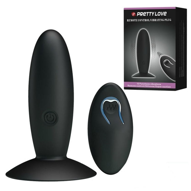 Plug anal electric PRETTY LOVE, cu telecomanda, din silicon, cu 12 functii de vibrare, negru 1 Plug anal electric PRETTY LOVE, cu telecomanda, din silicon, cu 12 functii de vibrare, negru
