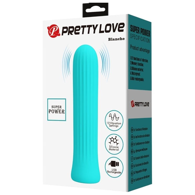 Vibrator Bullet PRETTY LOVE - BLANCHE Blue reincarcabil, cu 12 functii de vibratii 1 Vibrator Bullet PRETTY LOVE - BLANCHE Blue reincarcabil, cu 12 functii de vibratii
