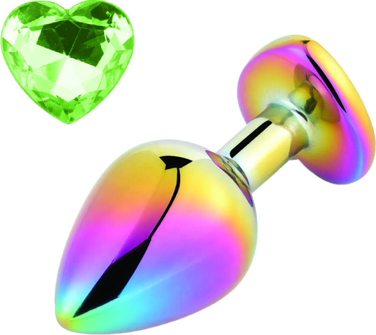 Dop Anal Rainbow Buttplug Large, Heart Shape, Piatra Verde Deschis, Guilty Toys 1 Dop Anal Rainbow Buttplug Large, Heart Shape, Piatra Verde Deschis, Guilty Toys